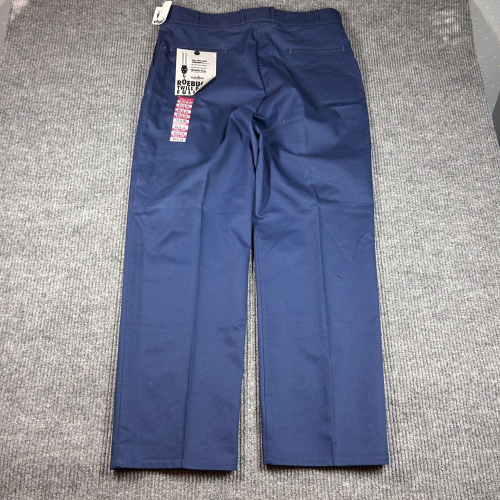 Roebucks Pants Mems 40x32 Sears Perma Prest Navy Blue Twill Work Full Fit NWT